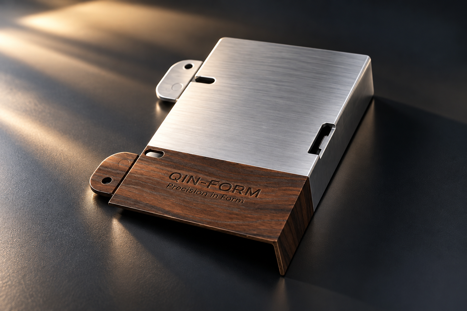 MI-Form sample panel with wood-effect and metallic-effect decoration